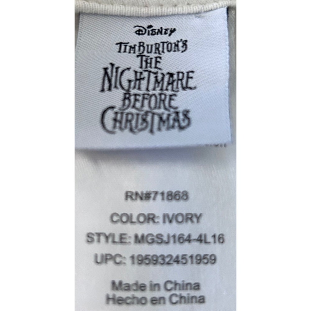 Nightmare Before Christmas Patch Jack Skellington Ivory Hoodie SZ S - Picture 8 of 9